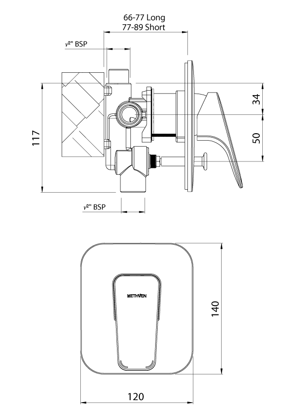 WASHDCP Смеситель для душа Waipori с переключателем Methven Хром  - Вид №1