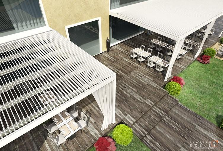 DIRELLO Настенная пергола из алюминия с регулируемыми жалюзи и подсветкой sun-id-1412208 - Вид №2