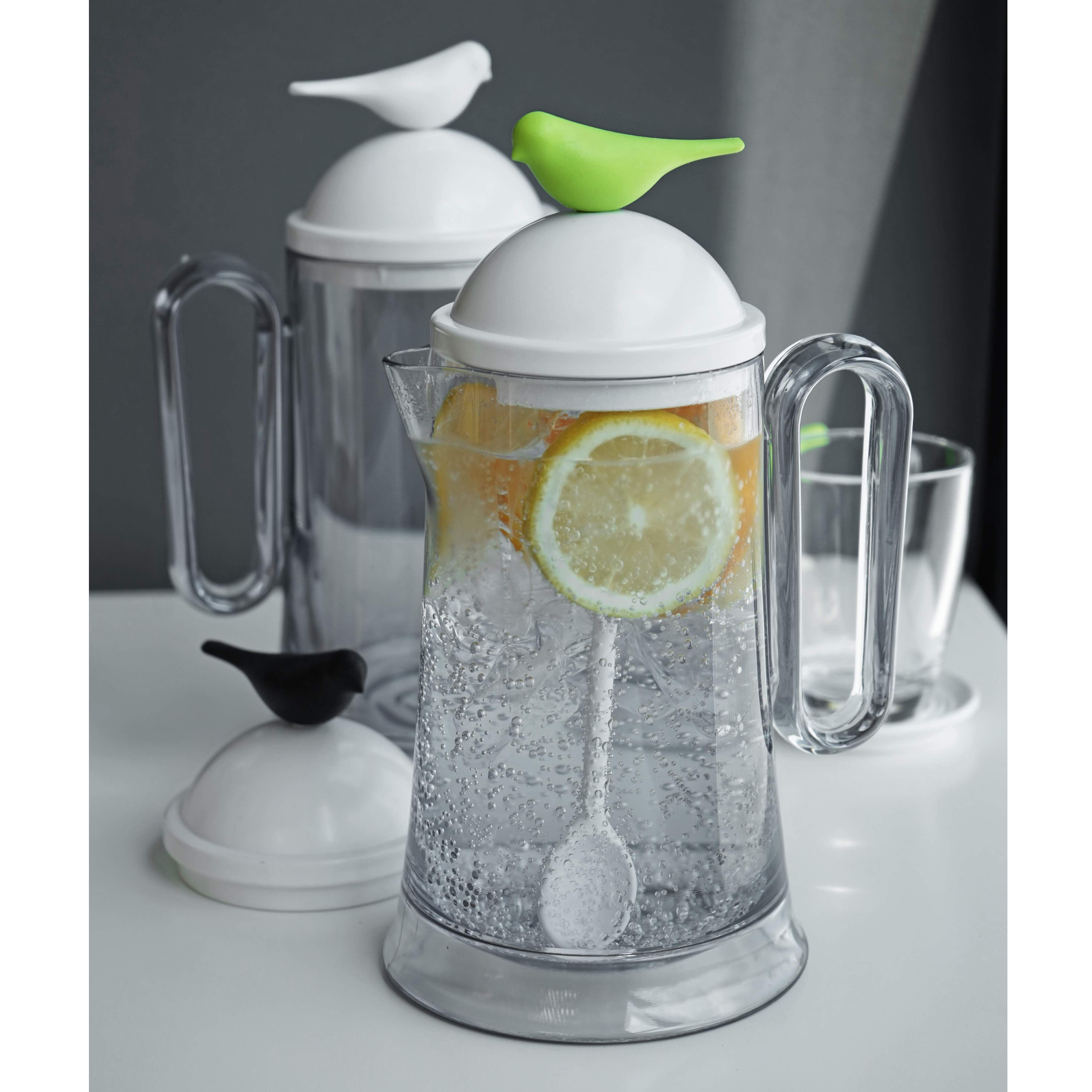 QL10301-WH-BK Кувшин sparrow с ложкой, белый с черным Qualy  - Вид №1