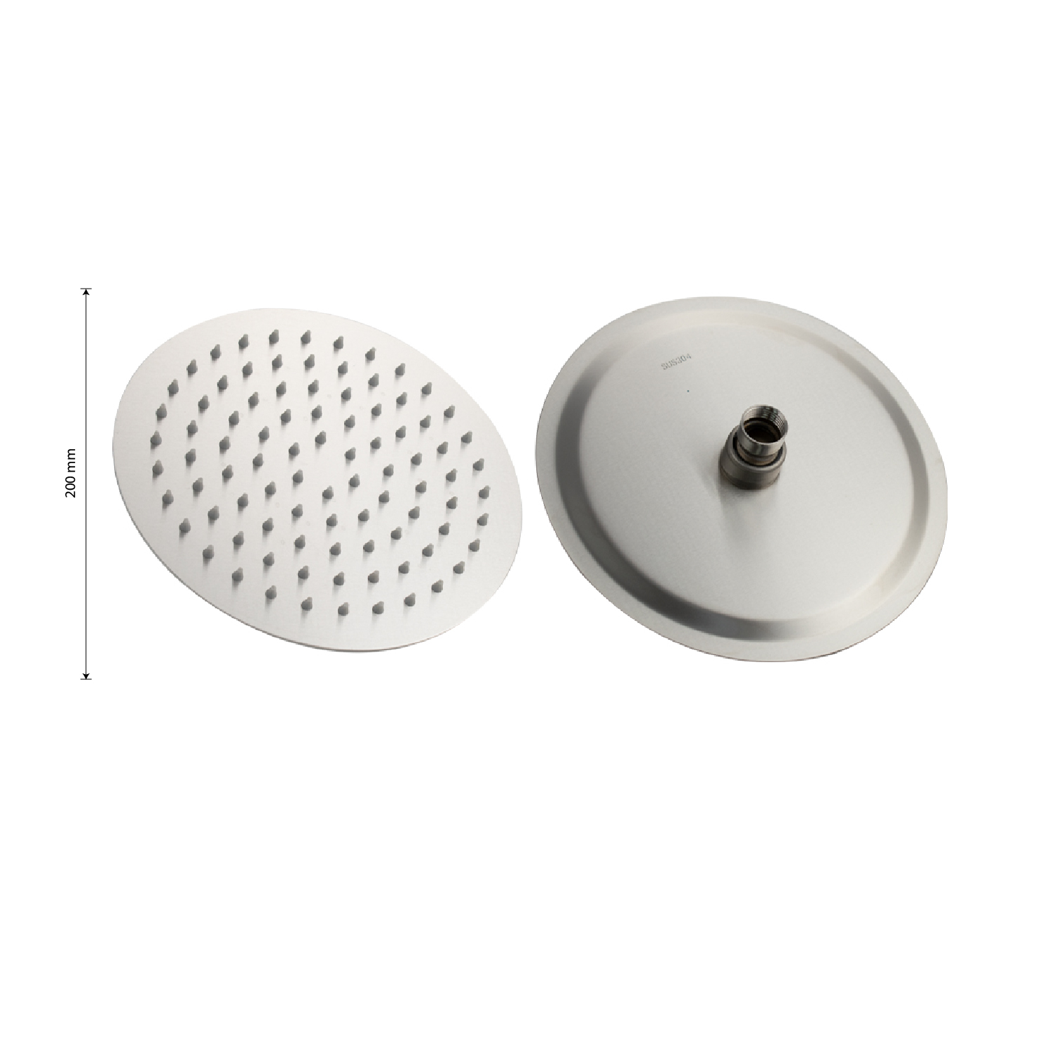 GFmark - Лейка большая, тропический душ, круглая - ПЛОСКАЯ, АНТИВАНДАЛЬНАЯ, из нержавеющей стали марки SUS 304, 200 мм, код: 6047  - Вид №4