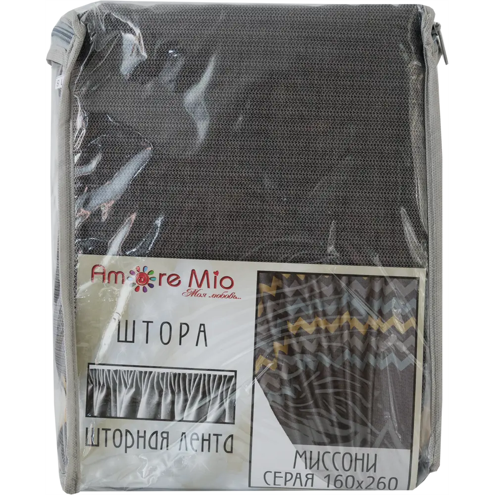 Штора на ленте Миссони» 160x260 см полиэстер геометрия цвет серый AMORE MIO STLM-2122278 - Вид №6