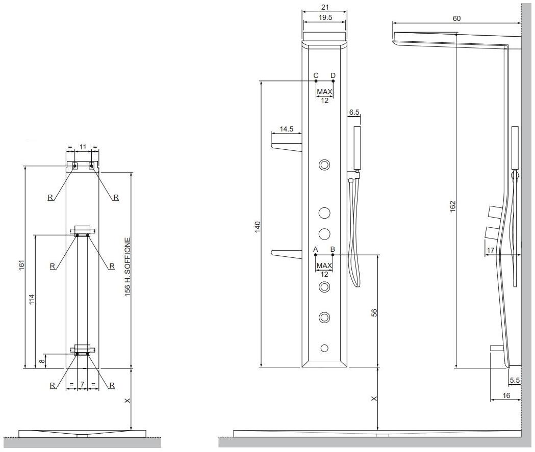 Gruppo Geromin Многофункциональная душевая стойка из стали с хромотерапией Etoile sun-id-1477173 - Вид №3