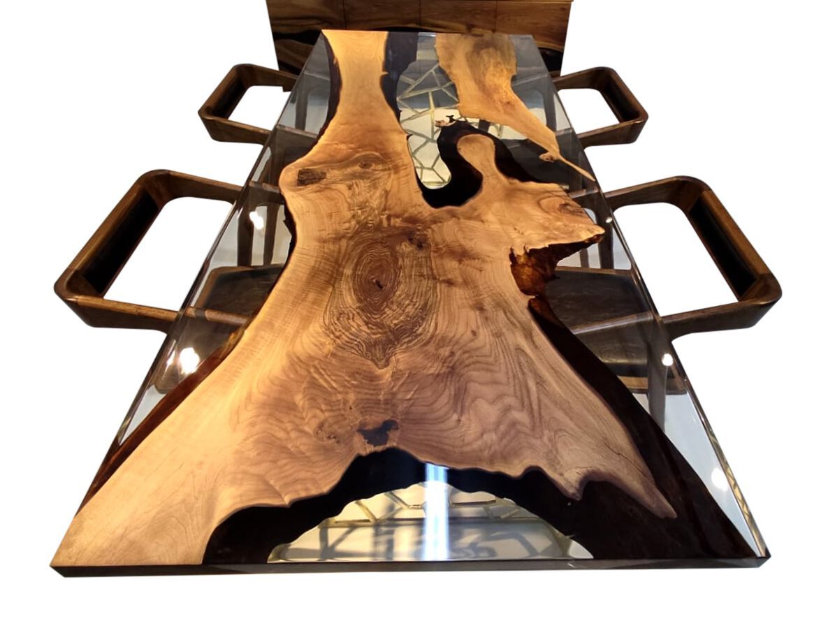 Прямоугольный стол из орехового дерева и смолы Legnor LEG2408805 ARCH-00043595