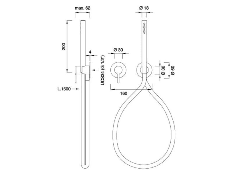 Настенный смеситель для ванны / душа с ручным душем CEADESIGN INNOVO ARCH-00022882 - Вид №2