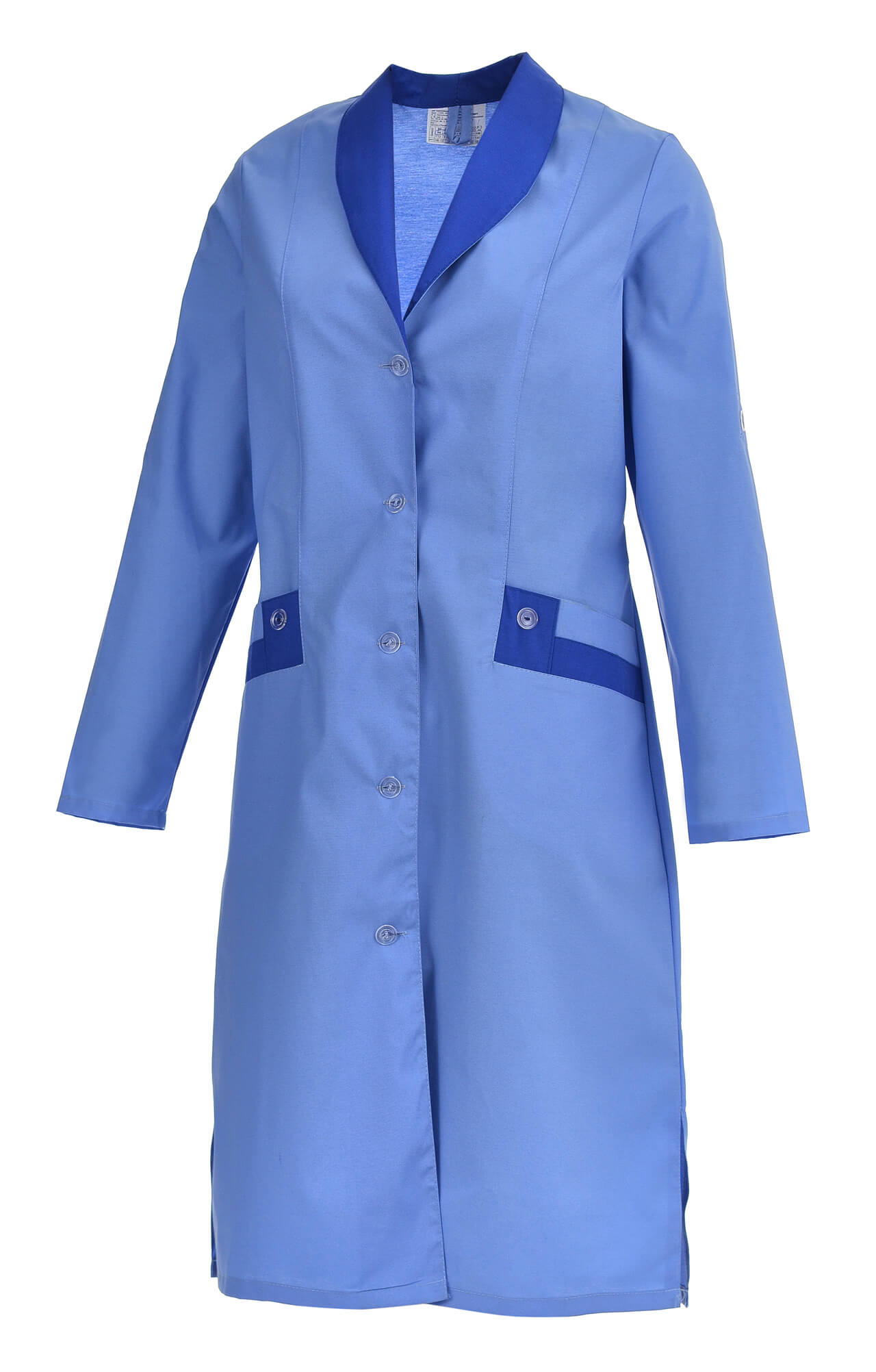 61737 Халат "Радуга" длинный рукав голубой  Одежда для обслуживающего персонала  размер 58 Спецодежда  - Вид №1