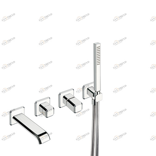 CRIIT103 Внешние части смесителя для ванны / душа для CRICS100 (правая сторона) - CRICS101 (левая сторона) с переключателем на 3 выхода, ручным душем из латуни с защитой от известкового налета, гибким шлангом LONG LIFE и металлической пластиной Cristina R CRISTINA Rubinetterie 