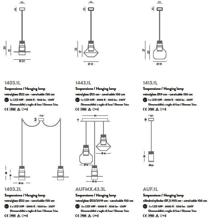 Cangini & Tucci Подвесной светильник из металлизированного боросиликатного стекла Auf sun-id-1427154 - Вид №6