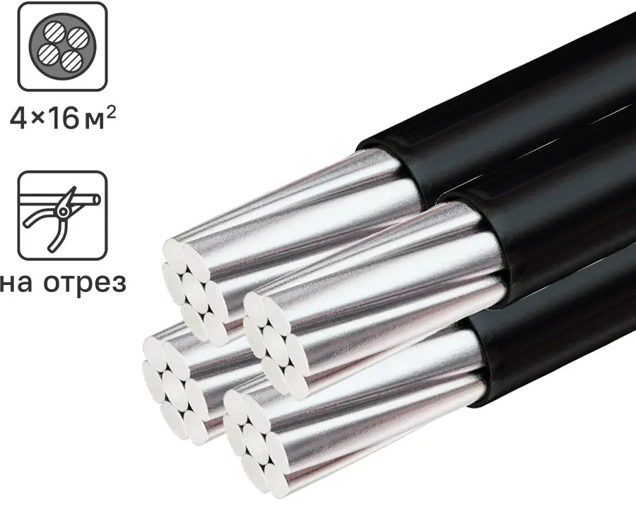 Провод СИП 4x16 Угличкабель черный алюминиевый 89364434