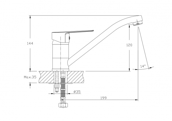Смеситель для кухни Rush Disco DI6935-25 хром 11523117 - Вид №1