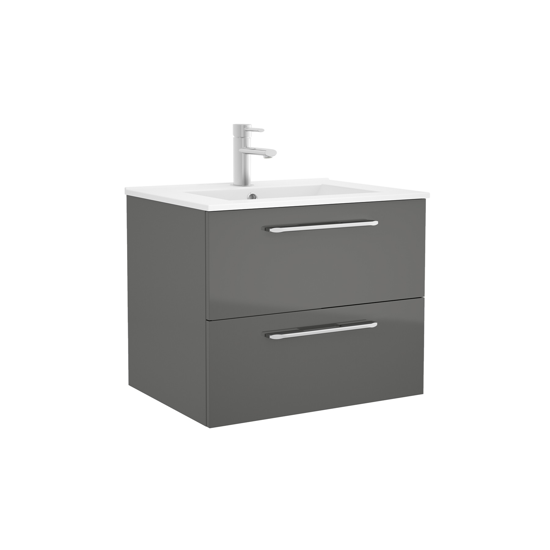 23288 SALGAR Мебель для умывальника FUSSION CHROME 700 2 ящика GLOSS GREY 697 x 540 x 450 мм Глянцевый серый - Вид №1