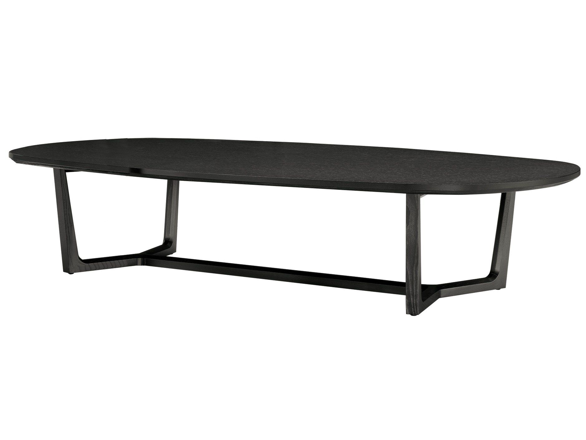 Деревянный низкий овальный журнальный столик для гостиной Poliform TRIDENTE ARCH-00123593