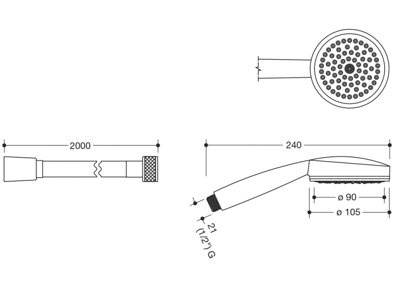 950.33.E073 Комплект ручного душа и шланга для душа HEWI Universalprodukte  - Вид №1