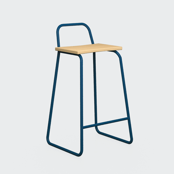 Барный стул с деревянным сиденьем синий Bauhaus WOODI  00-3966294 Синий  - Вид №4