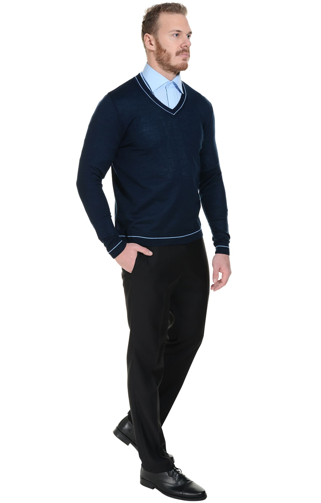 62574 Джемпер мужской темно-синий/голубой  Одежда для охранных структур  размер 56-58 Спецодежда  - Вид №6