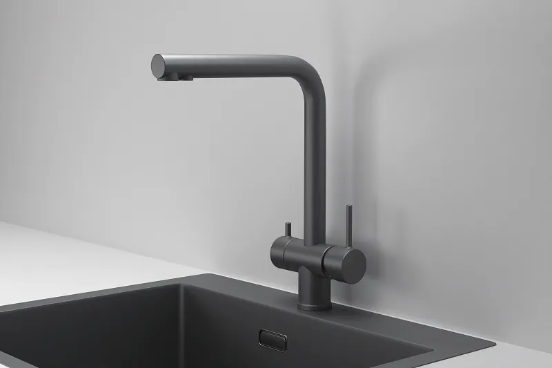 7011, ГРАФИТ МАТОВЫЙ, СМЕСИТЕЛЬ КУХОННЫЙ GRANULA Kitchen Space 7011-ST141