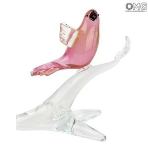 1712 ORIGINALMURANOGLASS 2 воробья на ветке - Декоративная композиция из муранского стекла  см