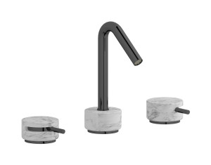 Смеситель для раковины на 3 отверстия с коротким изливом в комплекте с донным клапаном. WE ARE IB mr392cf_1 Black Chrome Marmo