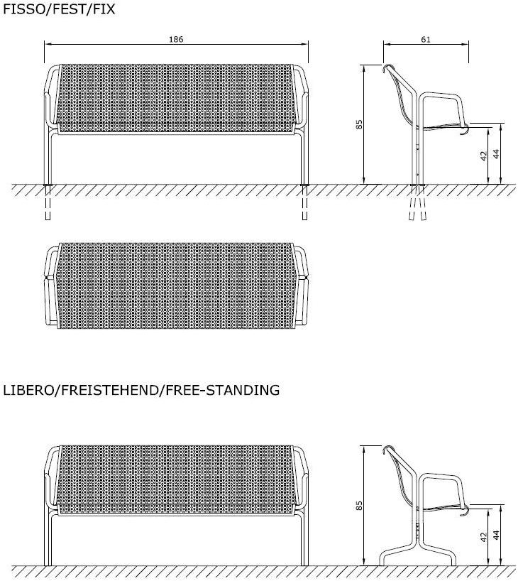 Euroform W Скамья металлическая с подлокотниками со спинкой Contour sun-id-1463597 - Вид №5