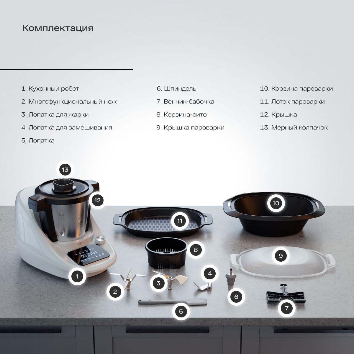 9252902 Кухонный комбайн Kitchenbot M1 43204 белый ATVEL STDN-0086723 - Вид №27