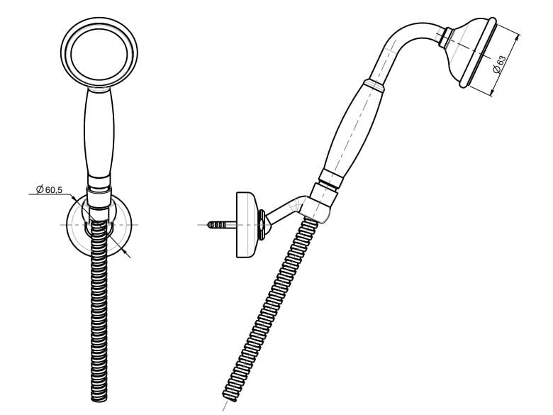 Настенный ручной душ с гибким Rubinetterie Frattini дуплекс ARCH-00114156 - Вид №3