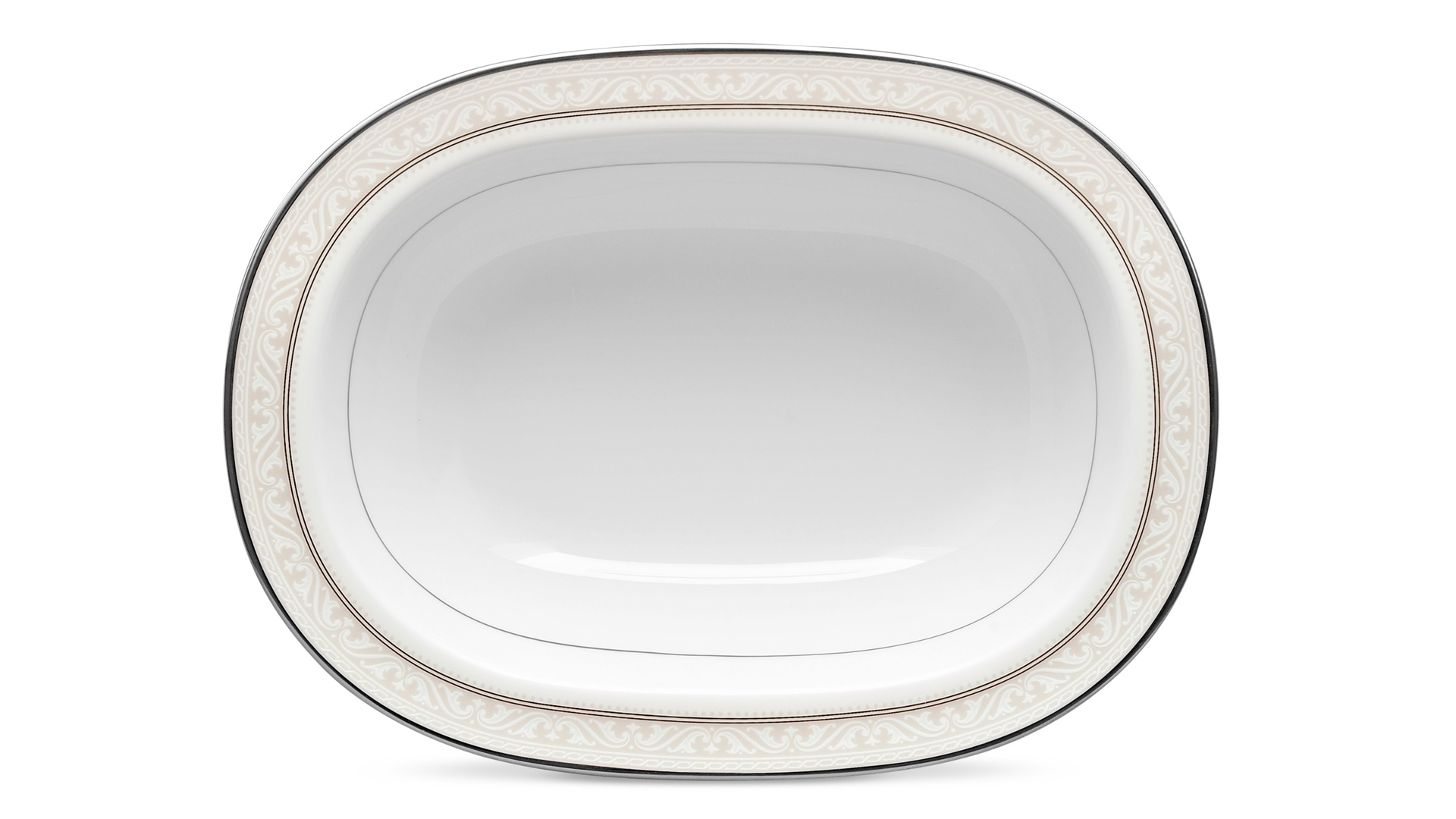 54840 Noritake Салатник овальный Noritake "Монтвейл, платиновый кант" 26см Фарфор костяной  - Вид №1