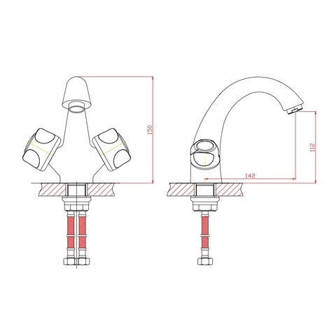 Orange Classic R M73-021cr двухвентильный смеситель для раковины Хром sun-id-1517065 - Вид №1