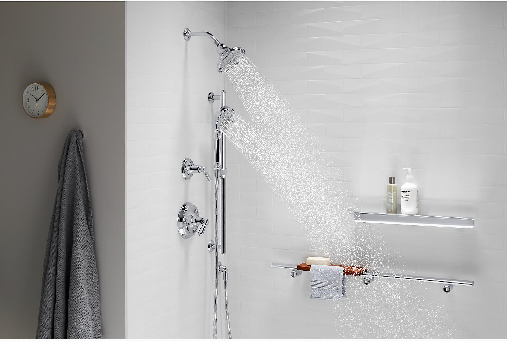 KOHLER Многофункциональная душевая лейка Bancroft 2,5 галлона в минуту с технологией всасывания воздуха Katalyst K-22167-CP  - Вид №7
