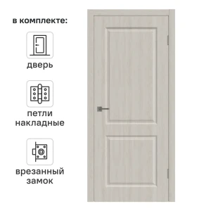Дверь межкомнатная глухая Мона 60x200 см ПВХ цвет дуб филадельфия с замком и петлями 84506504 STLM-2061803