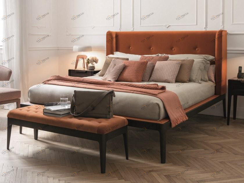 Porada Двуспальная кровать из дерева с мягким изголовьем Iron sun-id-1511064