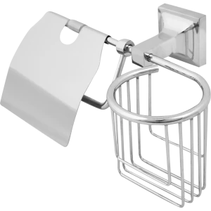Держатель для туалетной бумаги и освежителя воздуха «Ладья» с крышкой цвет хром