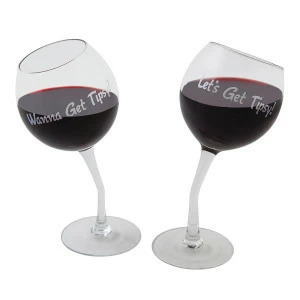 Комплект бокалов tipsy wine glass pair 355 мл BIGMOUTH ДИЗАЙНЕРСКИЕ 00-3862987 Прозрачный