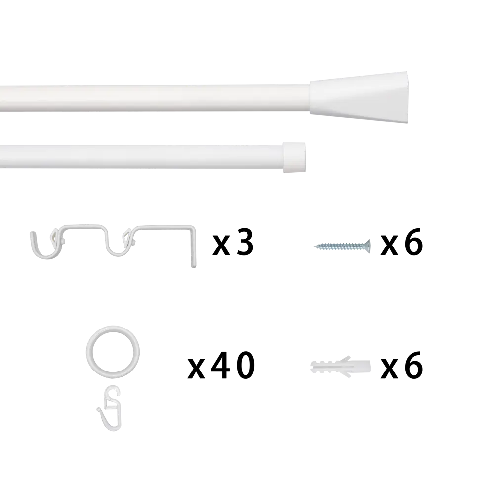 Настенный карниз раздвижной двухрядный KREAFORTA Грац d16/19 160-300 см металл цвет белый STLM-2202284 - Вид №3