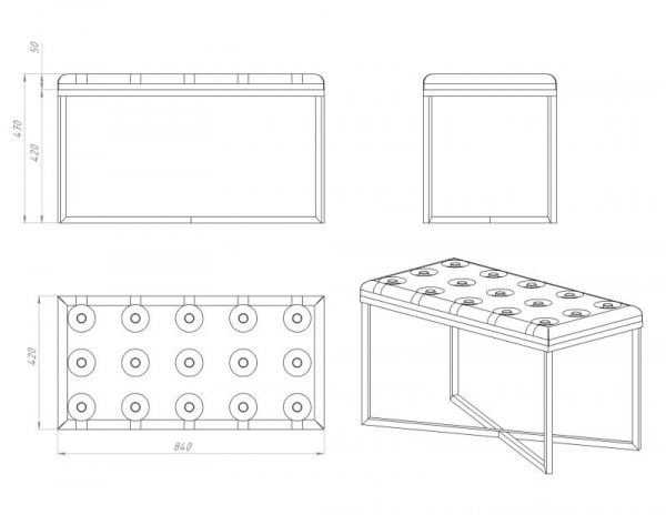 Банкетка "Сапфир" на черном основании FOR MISS ДИЗАЙНЕРСКИЕ 263975 Черный;синий  - Вид №5