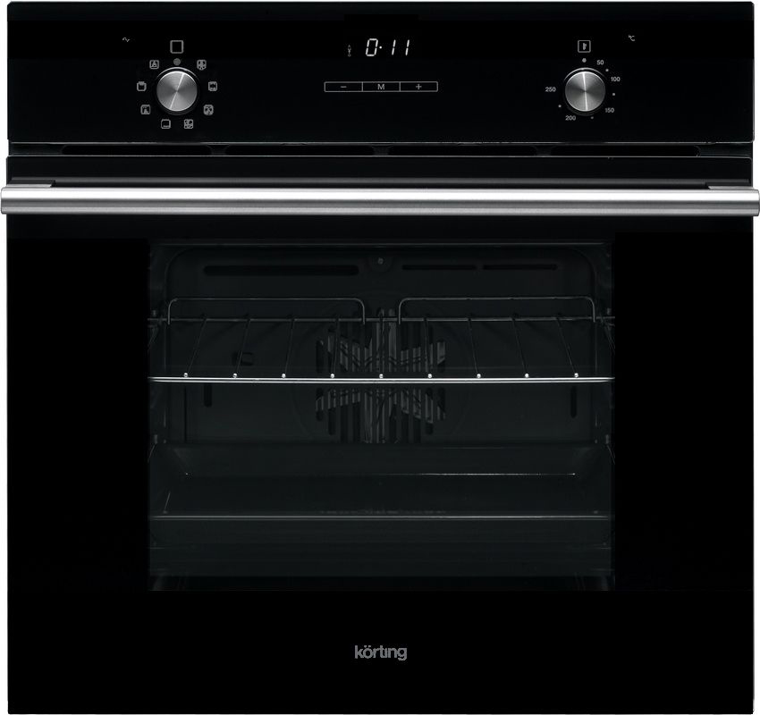 OKB 792 CFN Встраиваемые электрические духовки / crystal, 59.8 х 59.5 x 56 см, 9 режимов нагрева, гриль, конвекция, дисплей, таймер, телескопические направляющие, доводчик дверцы, черное стекло Korting Korting Crystal Santreyd 