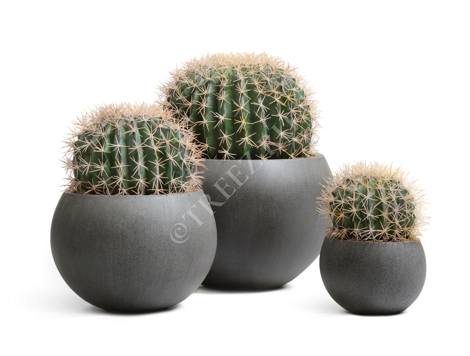 41.3318-02-018-GR-22 Кашпо  Effectory - серия Beton - Полусфера - Тёмно-серый бетон Цветочная коллекция  - Вид №3