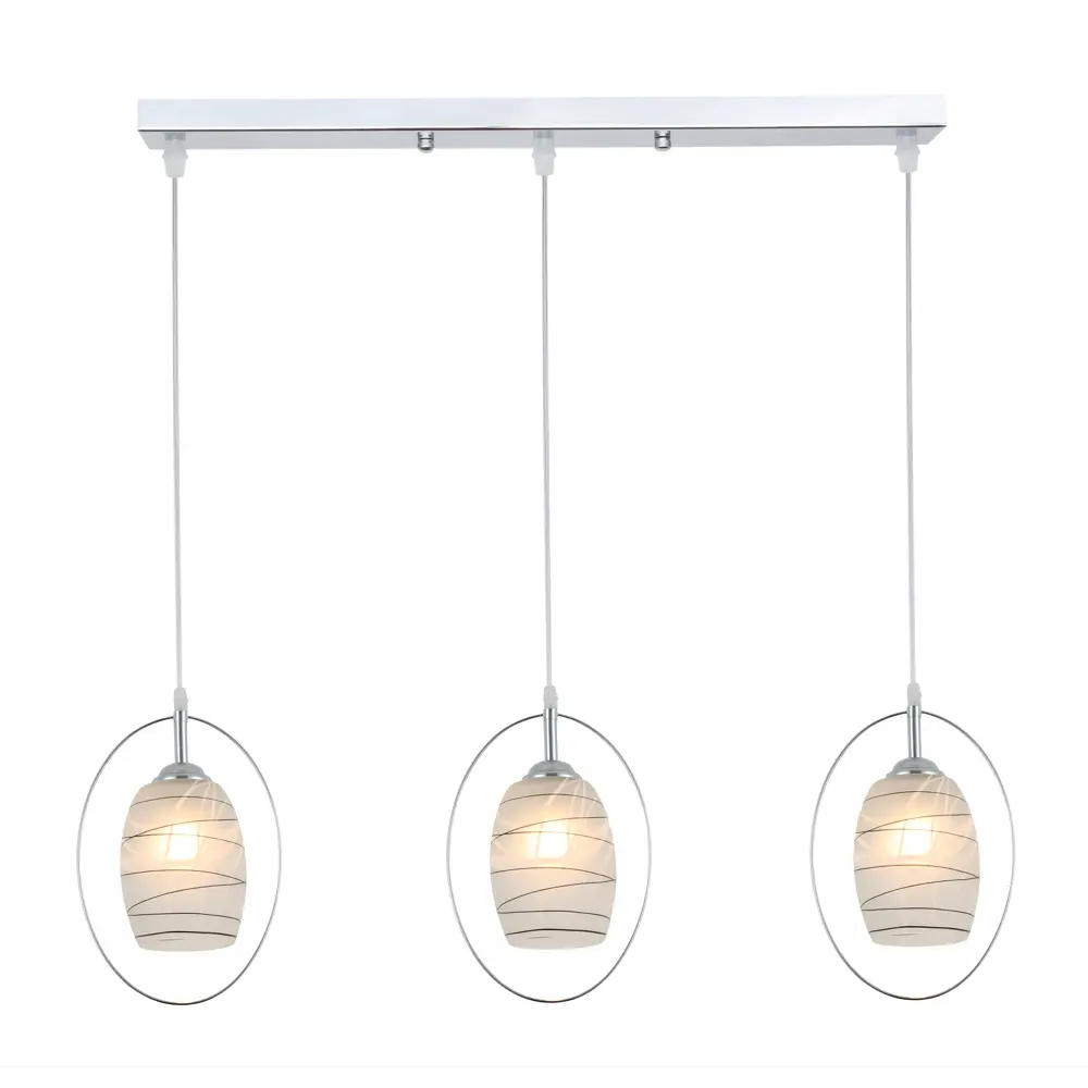 Светильник подвесной Rachel, 3 лампы, 10 м², цвет хром/белый Rivoli STLM-2051009