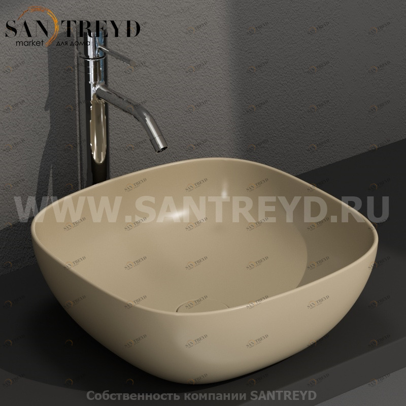 B6Q43PA Накладная раковина на столешницу  квадратная Ceramica Globo T-EDGE