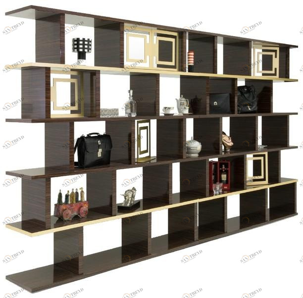 Tonino Lamborghini Casa Открытый двухсторонний книжный шкаф из лакированного дерева Long beach lux sun-id-1421511