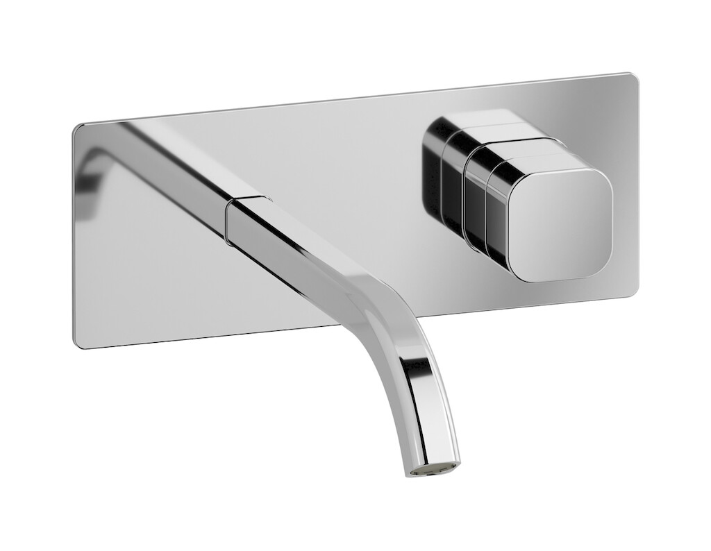 Настенный смеситель для раковины прогрессивный на 2 отверстия в комплекте с донным клапаном. WE ARE IB eo206cc_1 Chrome Elio