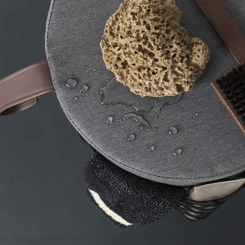 EVRLWGBMMREVER Life Design Дизайнерский табурет с ручкой - Roll Roll Базальтовый серый меланж - Коричневая ручка - Вид №14