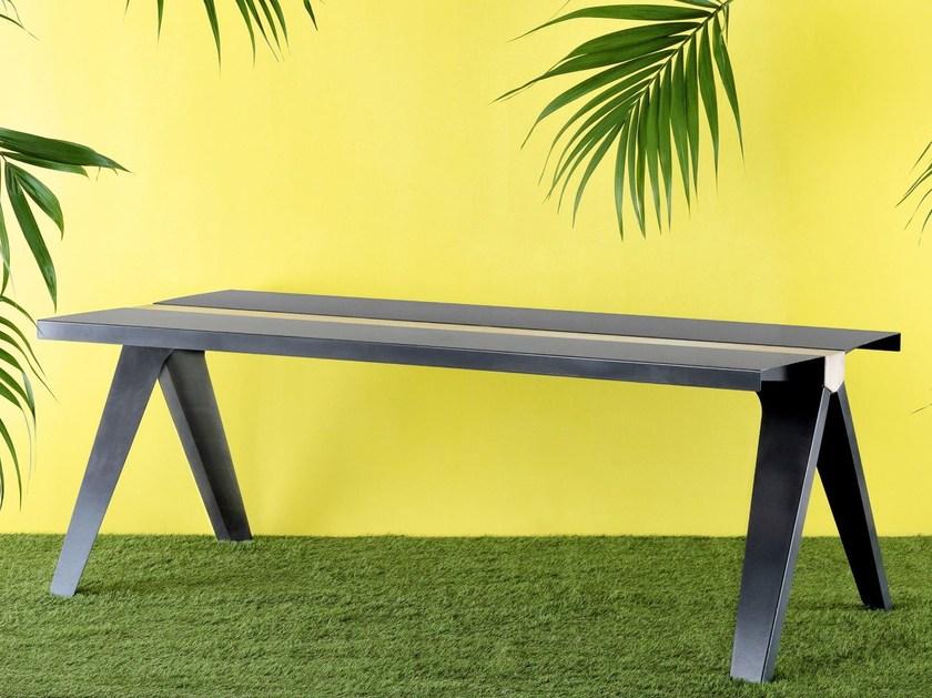 Officine Tamborrino Прямоугольный стол из стали и дерева sun-id-1476280 - Вид №1