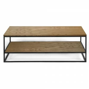 Журнальный столик прямоугольный темный дуб с полкой 100 см London twin black INTELLIGENT DESIGN  260826 Коричневый