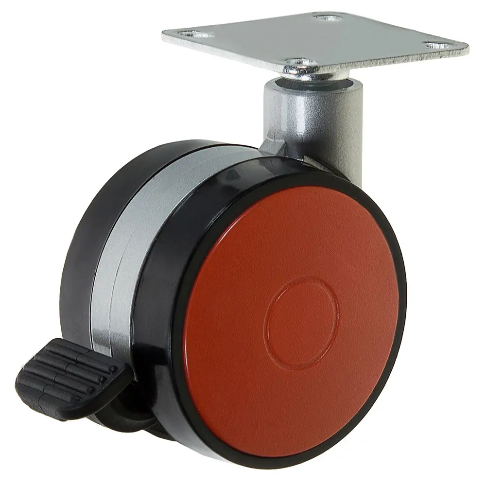 Колесо N107BL/RD, 60 мм поворотное с тормозом, цвет красный 13785409 STLM-2064746 BOYARD 