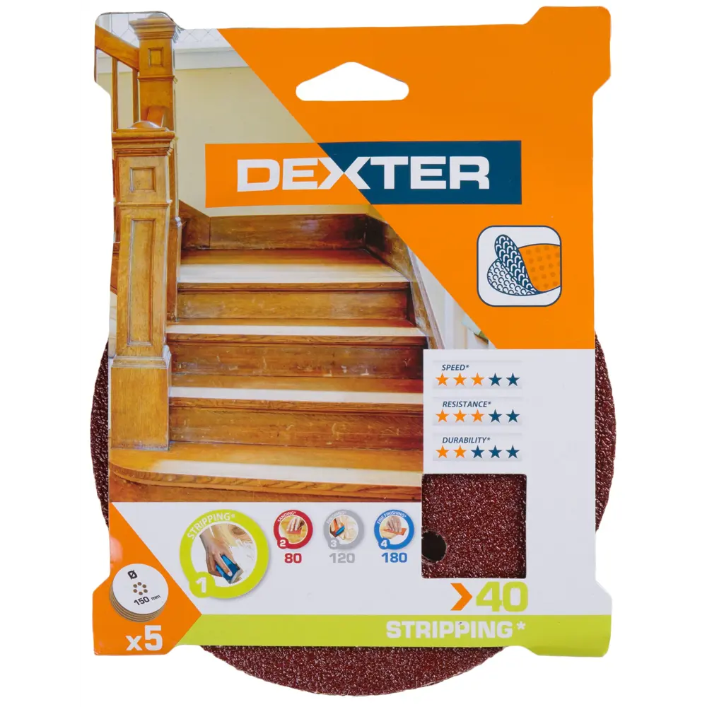 Шлифовальные диски Dexter P40 150 мм для дерева, 5 шт 18781722 STLM-0012642 - Вид №2