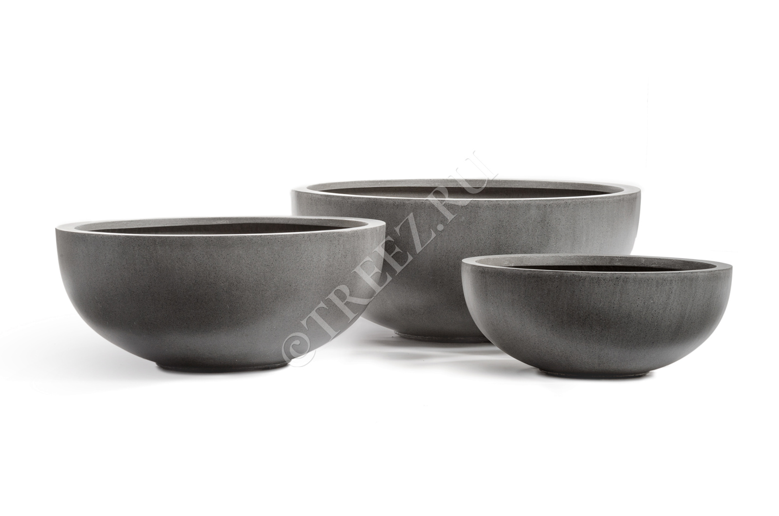 41.3317-02-006-GR-62 Кашпо  Effectory - серия Beton - Низкая чаша - Тёмно-серый бетон Цветочная коллекция 