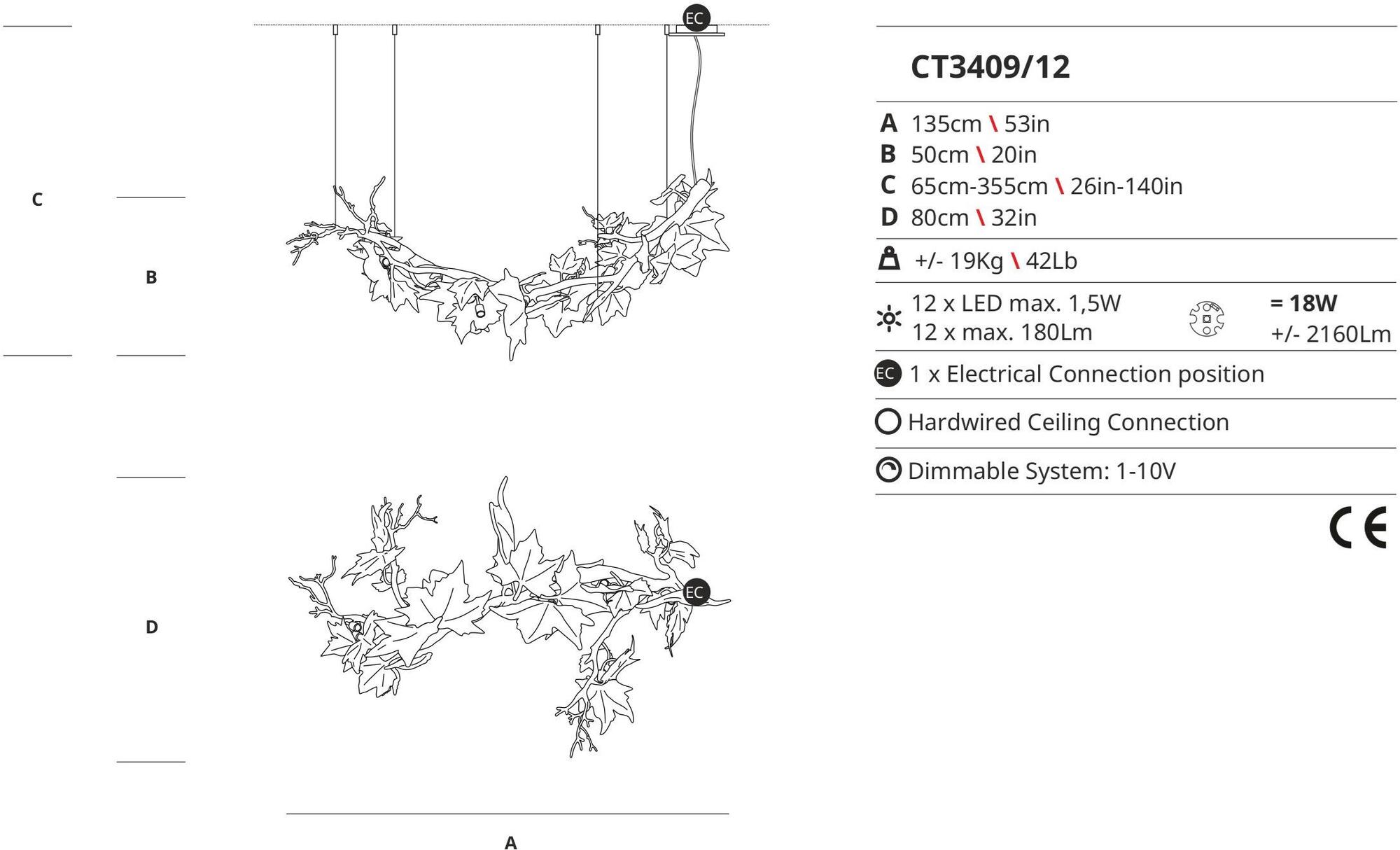 Serip Светодиодный подвесной светильник из муранского стекла Folio Ct3409/12 - Вид №1