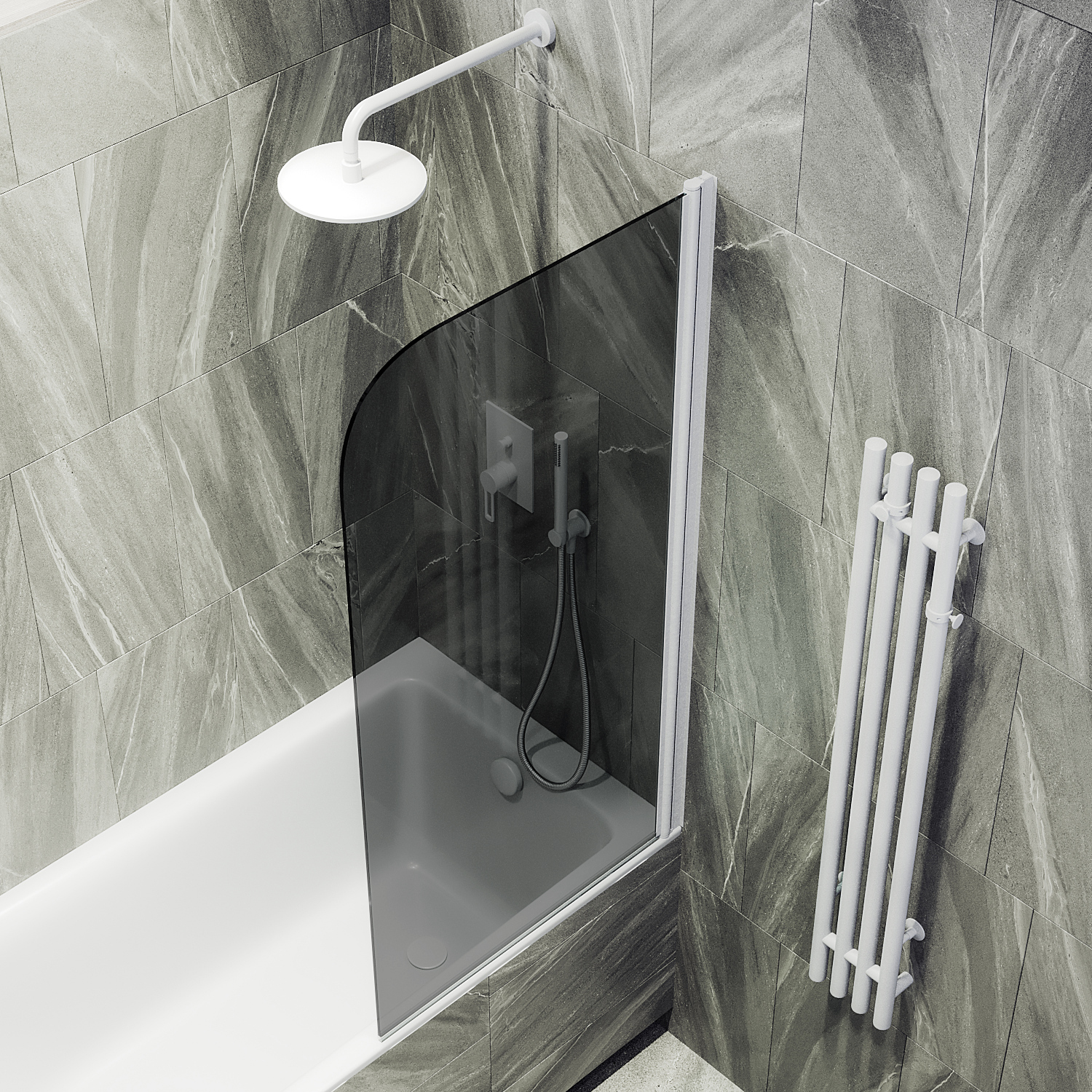 Шторка для ванны поворотная на монопетле ST-618-1 Public Steel