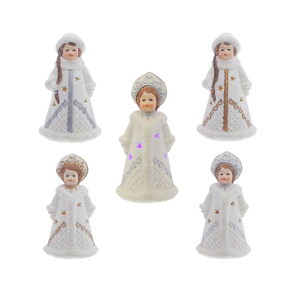237588 Фигурка декоративная "Снегурочка" с подсветкой 6.5 х 6 х 11.5 см Белый Santreyd 