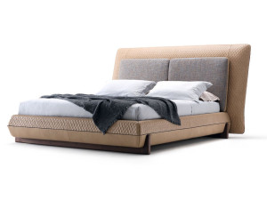 Двуспальная кровать с мягкой тканью и кожей