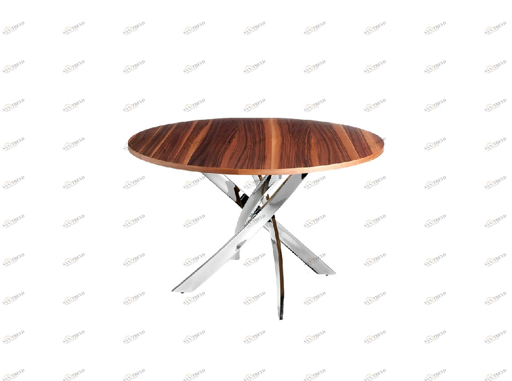 Обеденный стол круглый деревянный коричневый 120см F2133 от Angel Cerda ANGEL CERDA  00-3865602 Орех;коричневый;хром 